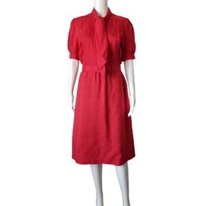 Vintage Jill Richards 3 Piece Dress Bolero Jacket and Belt Red Womens Size 10